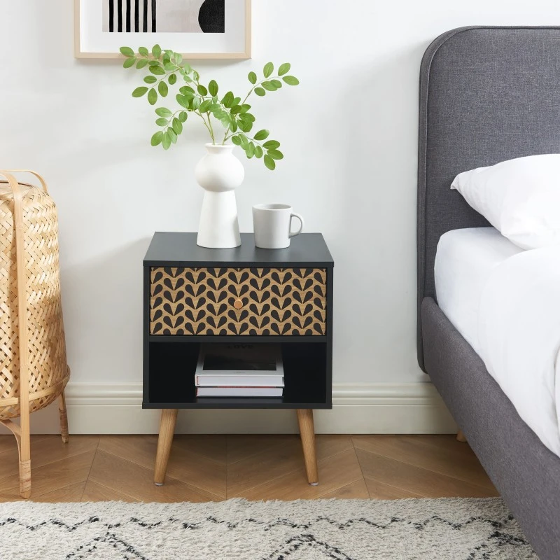 Table De Chevet CAPUCINE Noir Et Effet Chêne 40cm 3 Table De Chevet CAPUCINE Noir Et Effet Chêne 40cm