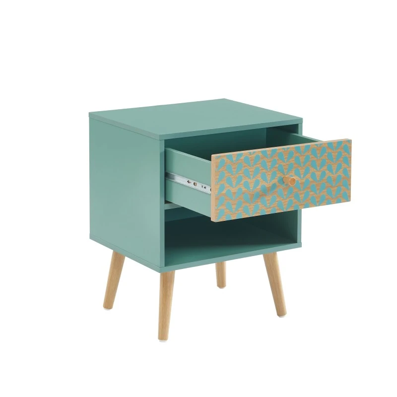 Table De Chevet CAPUCINE Vert De Gris Et Effet Chêne 40cm 8 Table De Chevet CAPUCINE Vert De Gris Et Effet Chêne 40cm – Image 6