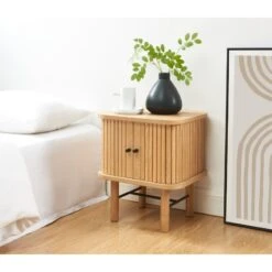Table De Chevet ERNEST Frêne Portes Tambour