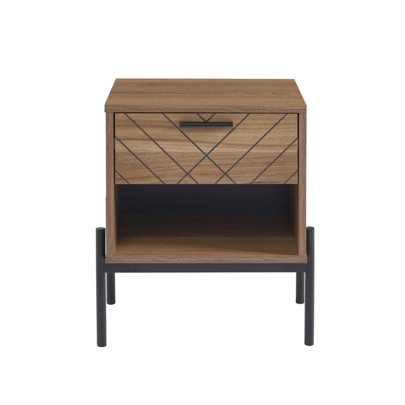 Table De Chevet GEOMA Effet Chêne Foncé Et Motifs 1 Tiroir 7 Table De Chevet GEOMA Effet Chêne Foncé Et Motifs 1 Tiroir – Image 5