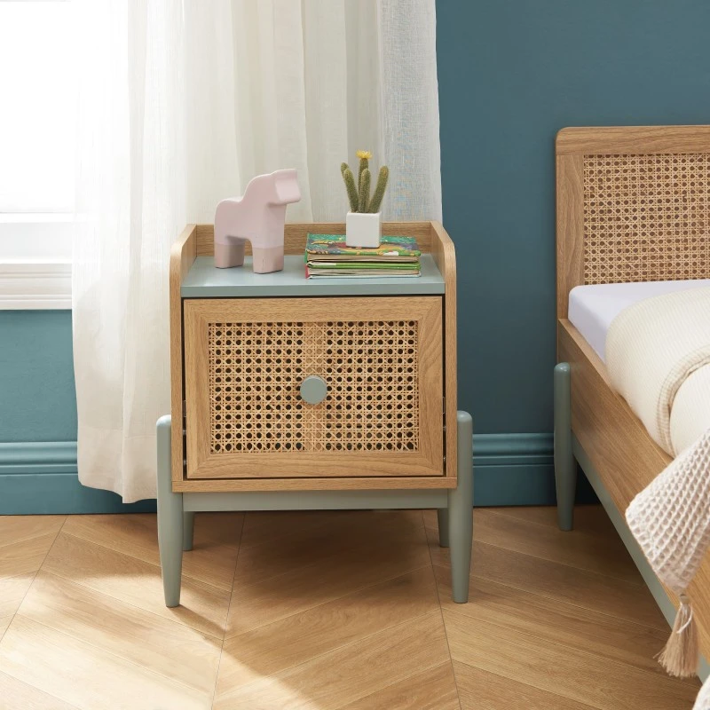 Table De Chevet PABLO Bleu Et Cannage Rotin 1 Tiroir 5 Table De Chevet PABLO Bleu Et Cannage Rotin 1 Tiroir – Image 3