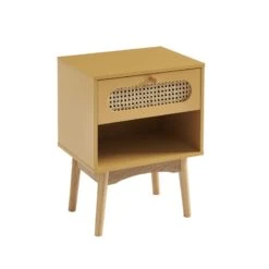 Table De Chevet SIXTINE Jaune Safran Et Cannage Rotin 13 Table De Chevet SIXTINE Jaune Safran Et Cannage Rotin -Mobilia Soldes table de chevet sixtine jaune safran et cannage rotin 3