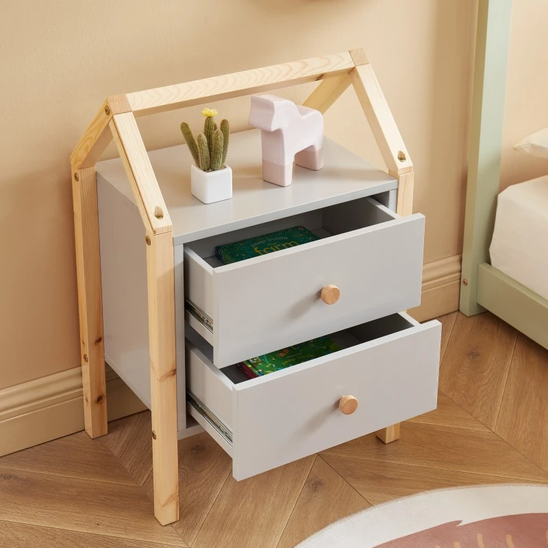 Table De Chevet TINY Gris 2 Tiroirs 5 Table De Chevet TINY Gris 2 Tiroirs – Image 3