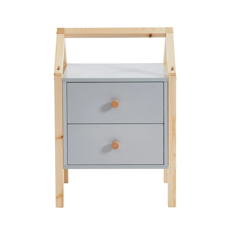 Table De Chevet TINY Gris 2 Tiroirs 6 Table De Chevet TINY Gris 2 Tiroirs – Image 4