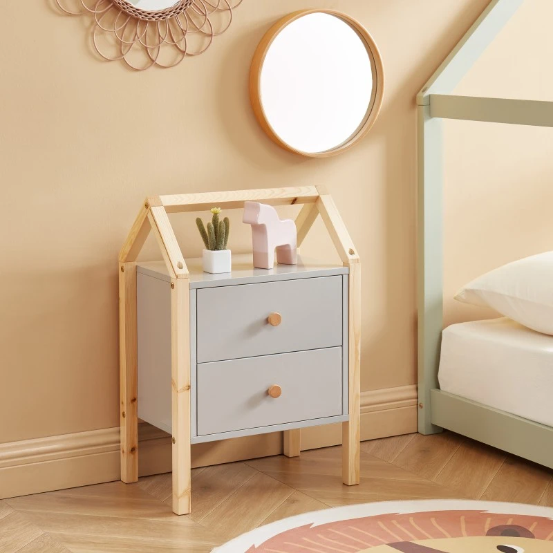 Table De Chevet TINY Gris 2 Tiroirs 3 Table De Chevet TINY Gris 2 Tiroirs