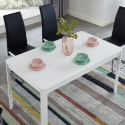 Table à Manger DAVIA Laqué Blanc Brillant 140cm 10 Table à Manger DAVIA Laqué Blanc Brillant 140cm -Mobilia Soldes table de sejour davia laque blanc brillant l140cm 2