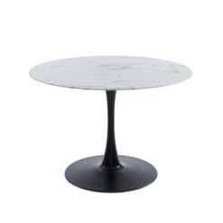 Table De Séjour MONIKA Verre Effet Marbre Ronde 110cm Pied Noir 10 Table De Séjour MONIKA Verre Effet Marbre Ronde 110cm Pied Noir -Mobilia Soldes table de sejour monika 110cm verre trempe effet marbre pied en metal noir 3