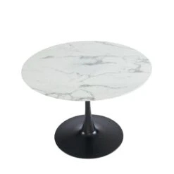 Table De Séjour MONIKA Verre Effet Marbre Ronde 110cm Pied Noir 11 Table De Séjour MONIKA Verre Effet Marbre Ronde 110cm Pied Noir -Mobilia Soldes table de sejour monika 110cm verre trempe effet marbre pied en metal noir 4
