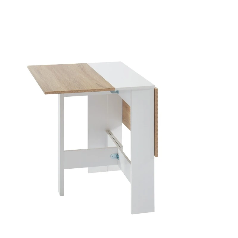 Table Pliable JUNO Blanc Et Effet Chêne 104cm 6 Table Pliable JUNO Blanc Et Effet Chêne 104cm – Image 4