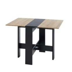 Table Pliable JUNO Noir Et Effet Chêne 104cm -Mobilia Soldes table de sejour pliante juno 6