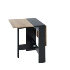Table Pliable JUNO Noir Et Effet Chêne 104cm -Mobilia Soldes table de sejour pliante juno 7