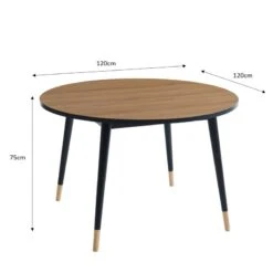 Table à Manger Ronde CAVALLO Effet Chêne Pieds Noirs 120cm 9 Table à Manger Ronde CAVALLO Effet Chêne Pieds Noirs 120cm -Mobilia Soldes table de sejour ronde cavallo 3
