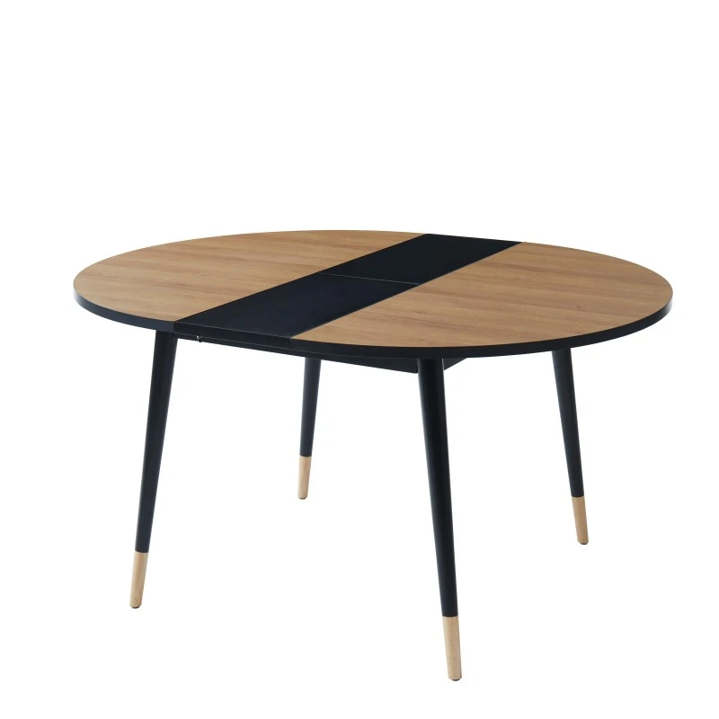 Table Extensible CAVALLO Effet Chêne Pieds Noirs 120 à 150cm 6 Table Extensible CAVALLO Effet Chêne Pieds Noirs 120 à 150cm – Image 4