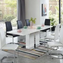 Table Extensible JADE Laqué Blanc Brillant 160 à 220cm