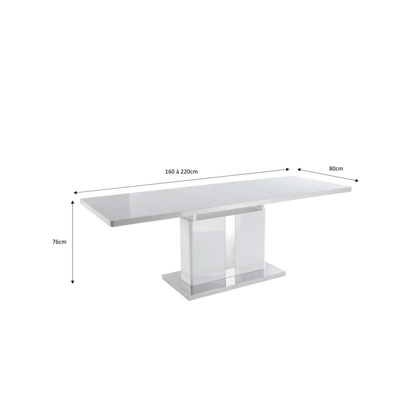 Table Extensible JADE Laqué Blanc Brillant 160 à 220cm 7 Table Extensible JADE Laqué Blanc Brillant 160 à 220cm – Image 5