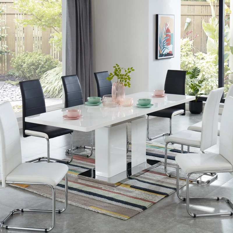 Table Extensible JADE Laqué Blanc Brillant 160 à 220cm 3 Table Extensible JADE Laqué Blanc Brillant 160 à 220cm