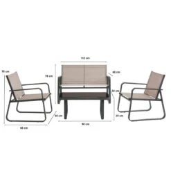 Salon De Jardin TEXAS En Acier Et Textilène 4 Places Coloris Taupe 9 Salon De Jardin TEXAS En Acier Et Textilène 4 Places Coloris Taupe -Mobilia Soldes texastaupe salon jardin structure metale textilene 22 taupe 2