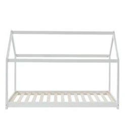 Lit Enfant Cabane TINY Pin Blanc 90x190 Sommier Inclus -Mobilia Soldes tiny90190bl lit cabane blanc 2
