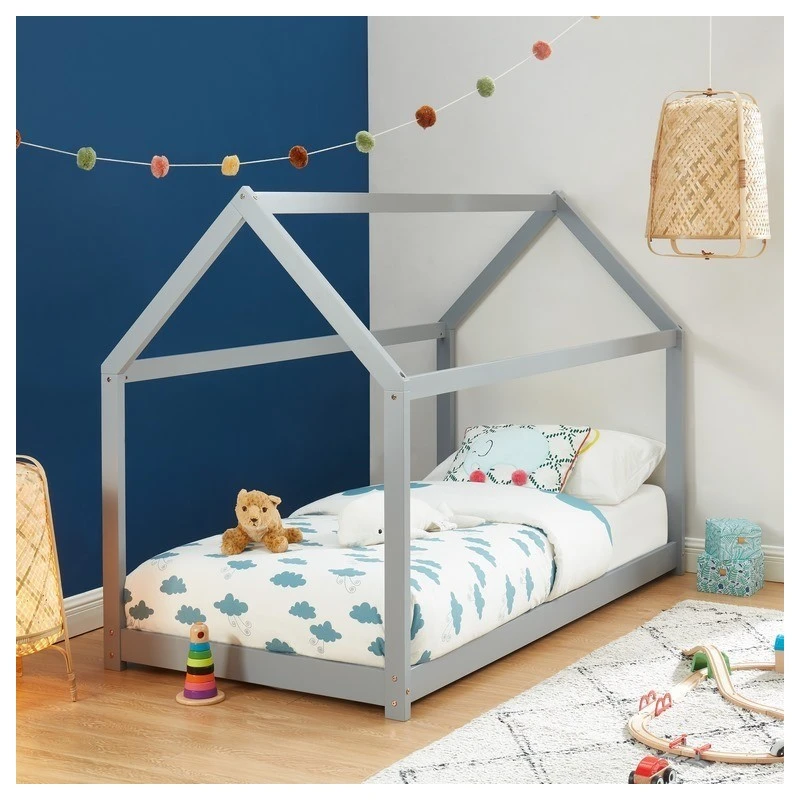 Lit Enfant Cabane TINY Pin Gris 90x190 Sommier Inclus 4 Lit Enfant Cabane TINY Pin Gris 90x190 Sommier Inclus – Image 2