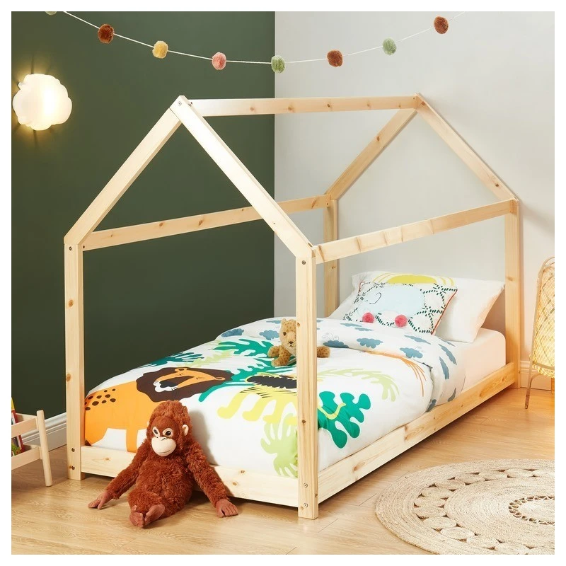 Lit Enfant Cabane TINY Pin Naturel 90x190 Sommier Inclus 4 Lit Enfant Cabane TINY Pin Naturel 90x190 Sommier Inclus – Image 2