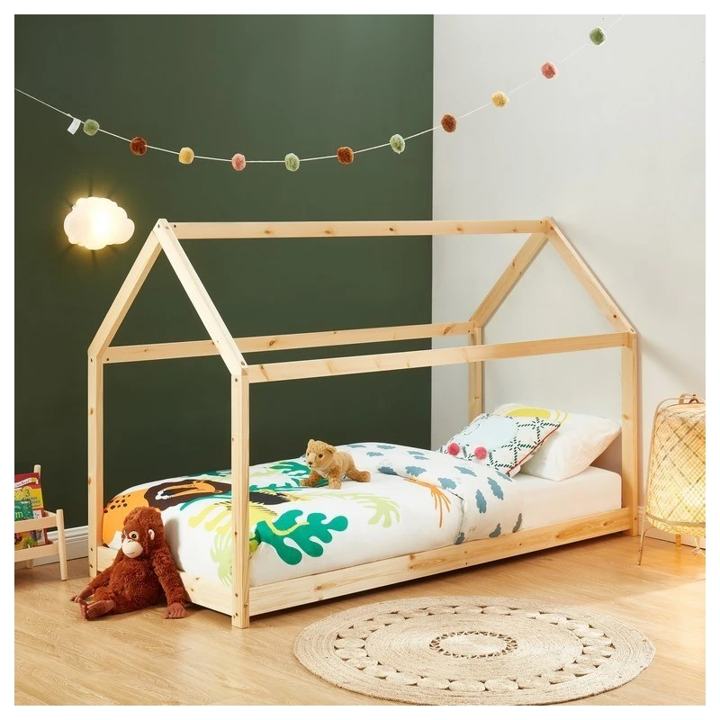 Lit Enfant Cabane TINY Pin Naturel 90x190 Sommier Inclus 3 Lit Enfant Cabane TINY Pin Naturel 90x190 Sommier Inclus