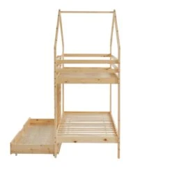 Lit Cabane Superposé TINY Pin Naturel 90x190 Sommier Inclus -Mobilia Soldes tinybunkdrana lit superpose lit superpose cabane bois echelle sur le cote et tiroir 8