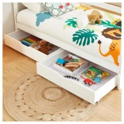 Lit Cabane Avec Tiroirs TINY Pin Blanc 90x190 Sommier Inclus -Mobilia Soldes tinydrabl lit cabane 90x190 bl 2