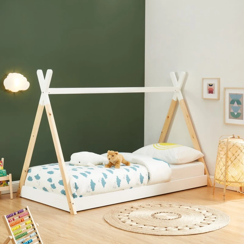 Lit Enfant Tipi TINY Pin Blanc 90x190 Sommier Inclus 3 Lit Enfant Tipi TINY Pin Blanc 90x190 Sommier Inclus