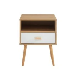 Table De Chevet ULOS Blanc Et Effet Chêne 1 Tiroir 40cm -Mobilia Soldes uloschbl table de chevet blch 3