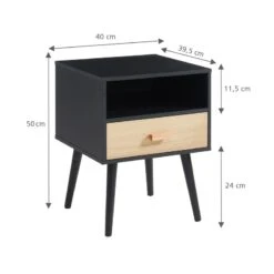 Table De Chevet ULOS Noir Et Effet Chêne 1 Tiroir 40cm -Mobilia Soldes ulosnoch table de chevet noch 3