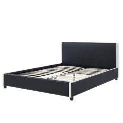 Lit à Led VOLTIGE Simili Noir Et Blanc 140x190 Sommier Inclus -Mobilia Soldes voltige140 lit led noir blanc 4