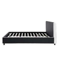 Lit à Led VOLTIGE Simili Noir Et Blanc 140x190 Sommier Inclus -Mobilia Soldes voltige140 lit led noir blanc 5